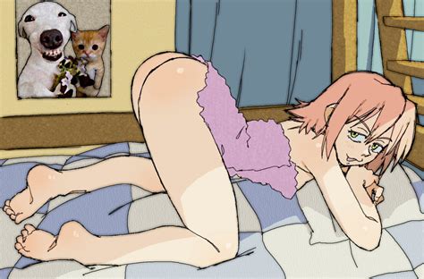Rule 34 1girls All Fours Ass Ass Up Bottomless Feet Flcl Haruko Haruhara Meme No Panties On
