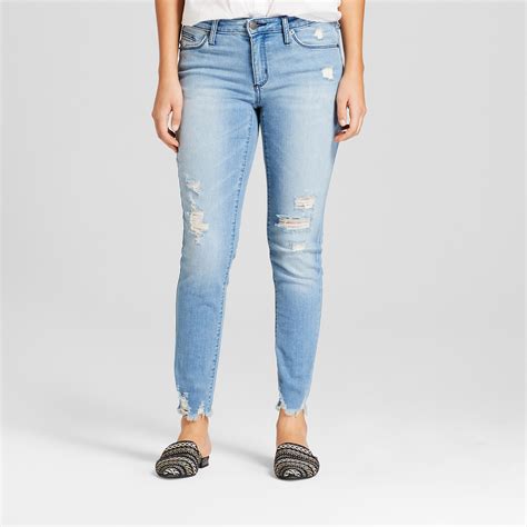 Women S Mid Rise Destructed Skinny Jeans Universal Thread Light Wash