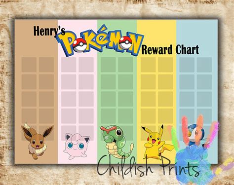 Pokemon Themed Reward Chart Charmander Pikachu Bulbasaur Etsy