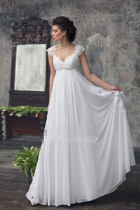 2019 empire maternity wedding dresses beaded lace chiffon beach bridal gowns for pregnant women
