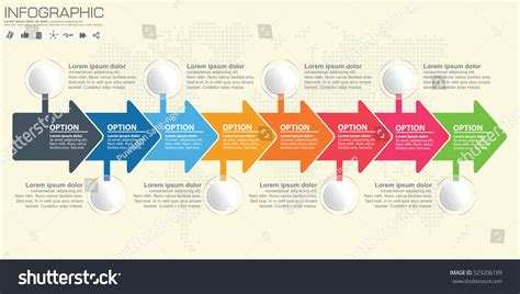 Vektor Stok Timeline Infographics Template Arrows Flowchart Workflow