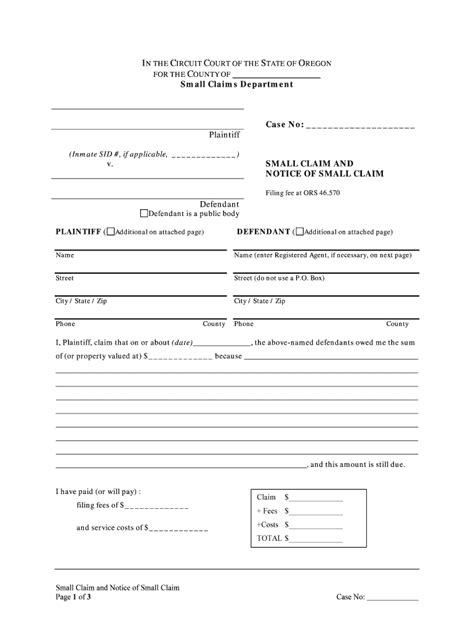 Fillable Statement Of Claim Florida Printable Pdf Download