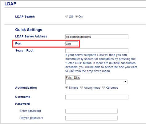 Configure the LDAP Settings (Active Directory Authentication Mode)