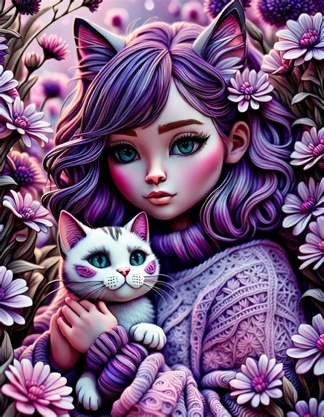 Purple Cat Girl Ai Generated Artwork Nightcafe Creator