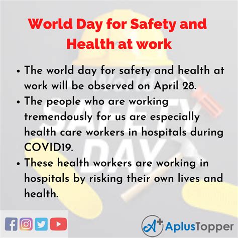 10 Lines On World Day For Safety And Health At Work For Students And