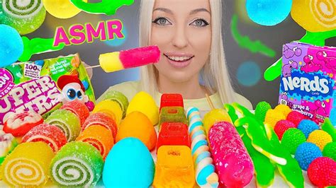 ASMR EATING RAINBOW FOOD CANDY ICE CREAM NERDS MARSHMALLOW 무지개 사탕 DESSERT MUKBANG 먹방 K