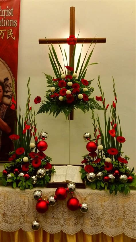 Christmas Altar Flower Arrangements 2016 Church Christmas Decorations