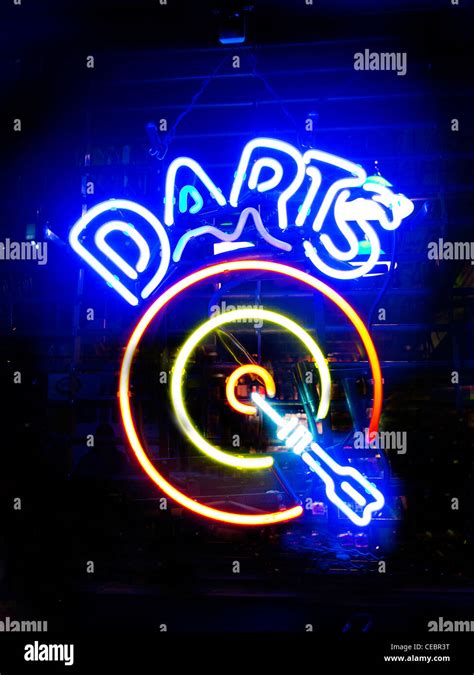 Darts Neon Game Sign Stock Photo Alamy