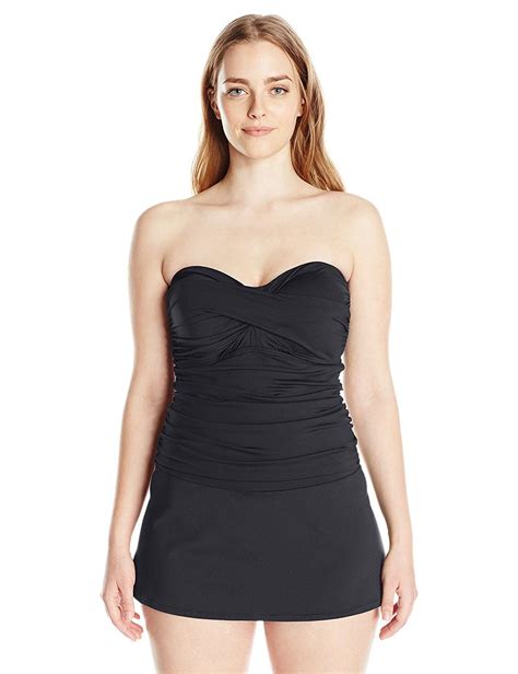 Anne Cole Womens Plus Size Twist Front Shirred Dress One Piece
