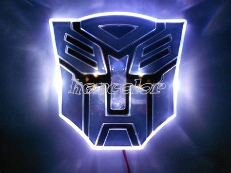 Led Transformers Autobot 3d Logo Emblem Badge Decal Car Sticker Light New