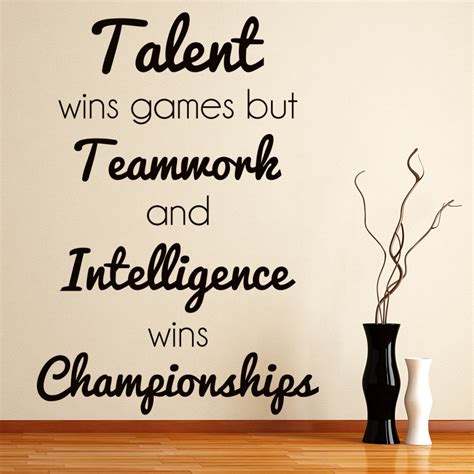 When you're part of a team, you stand up for your teammates. Teamwork Wins Wall Sticker Sports Quote Wall Decal ...