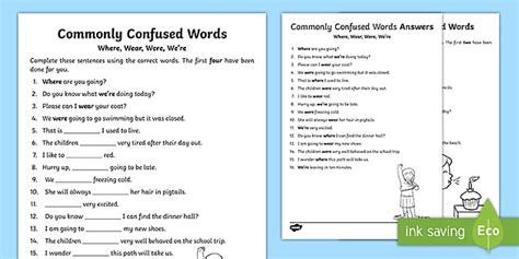 Commonly Confused Words Worksheet Homophones And Grammar