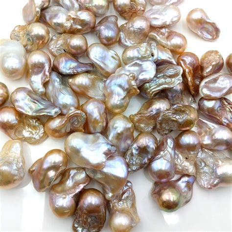 Natural Large Baroque Pearls Hand Carved Baroque Pearl For Etsy