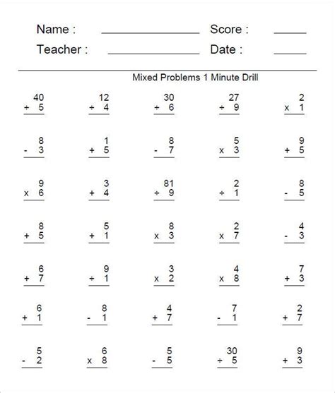 6th grade addition & subtraction worksheets. 17 Sample Addition & Subtraction Worksheets | Free PDF ...