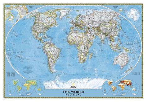 National Geographic Wall Map Of The World With Winkel Tripel Projection
