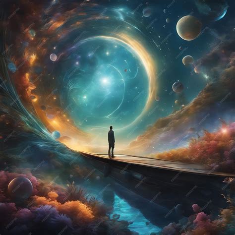 Premium AI Image | A man takes the center of the universe unraveling