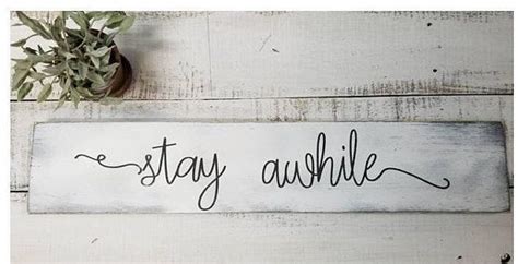 Stay Awhile Wood Signfarmhouse Wood Signgallery Wall Rustic Etsy