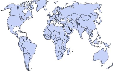 Blank World Map With Countries Facts Printable White Transparent Images