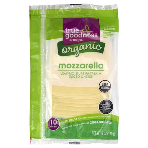 True Goodness Organic Mozzarella Sliced Cheese 6 Oz Sliced Cheese