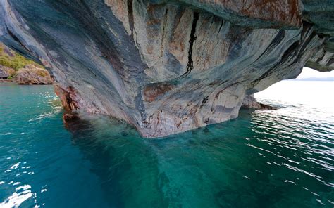 Nature Landscape Lake Cave Erosion Marble Cathedral Chile Turquoise