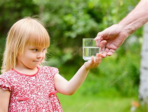 Little Girl With Taking Glass Of Water Stock Photo By ©dnaumoid 13671553