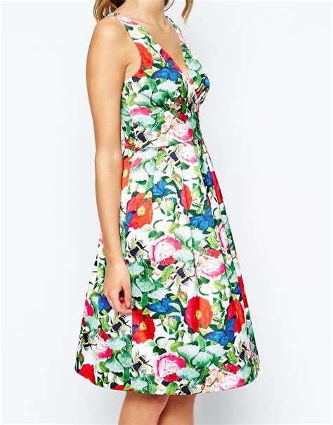 Wolf And Whistle Wolf And Whistle Midi Prom Dress In Botanical Floral