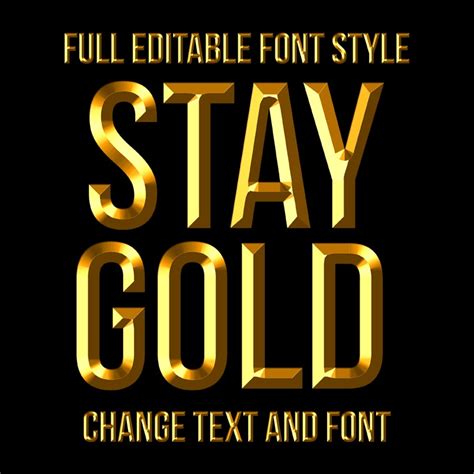 Gold Text Effect Full Editable Text Font Or Logo T Shirt Design