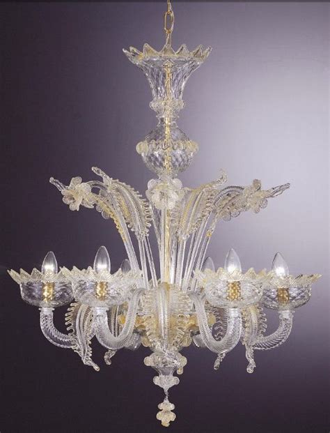 Floral Murano Crystal Chandelier With 6 Lights Murano Glass Crystal