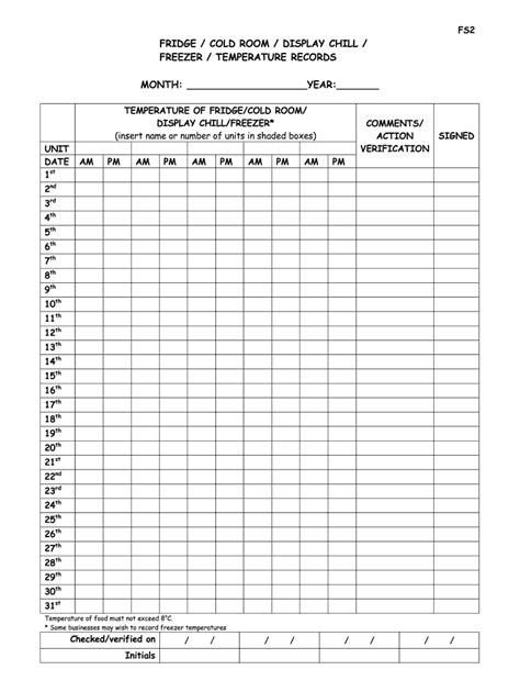 Template Printable Fridge And Freezer Temperature Log Vrogue Co