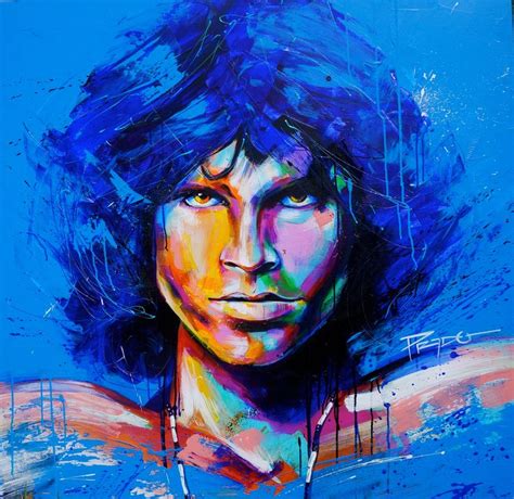 Jim Morrison By Hector Prado Acrylic On Canvas 48x48 Inches