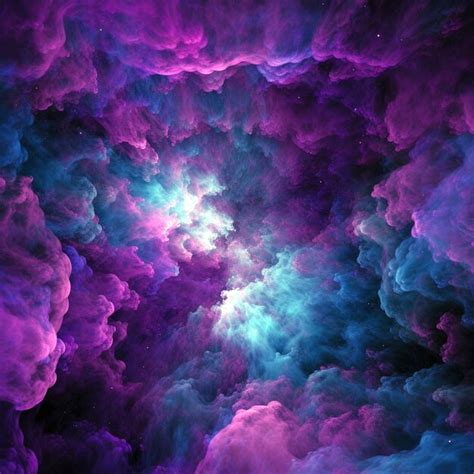 Premium Ai Image Blue And Purple Nebula Dark Space