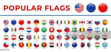 World Flags Vector Round Glossy Icons Most Popular High Res Vector