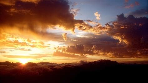 Wallpaper Clouds Sun Sunset Colors Height Air Sky 1920x1080