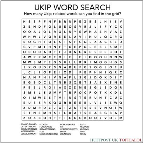 Find the given words in the box. Ukip Word Search: How Many Ukip Phrases Can You Find In ...