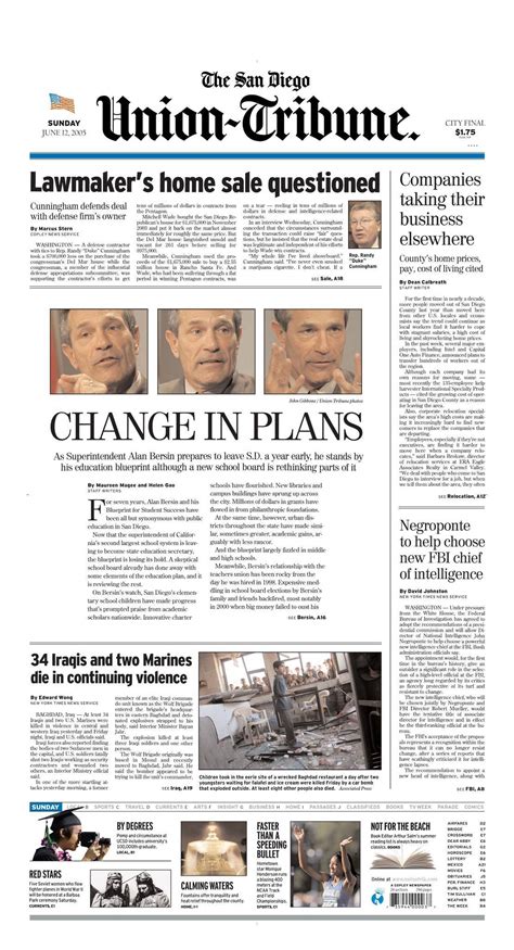 June 12, 2005: Cunningham scandal - The San Diego Union-Tribune