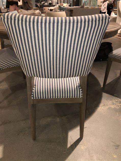 Blue And White Striped Upholstered Dining Chair Mecox Gardens