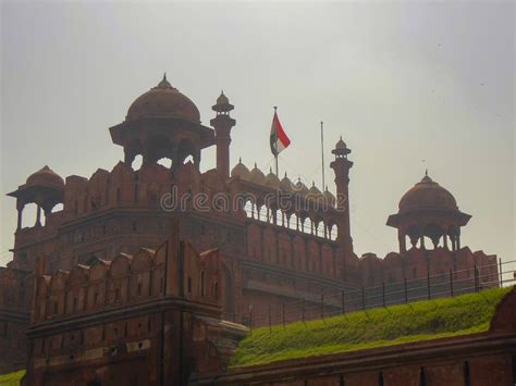 Colourful Old Architecture Inside Red Fort In Delhi India Famous Red