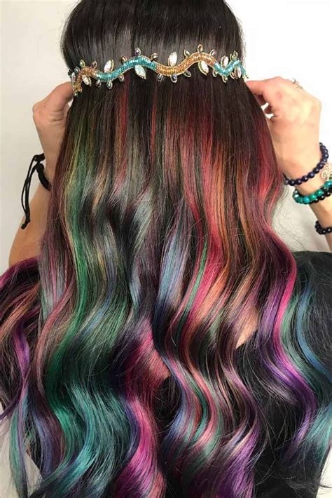 55 Fabulous Rainbow Hair Color Ideas Oil Slick Hair