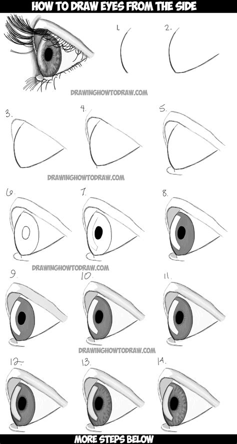 How To Draw Realistic Eyes From The Side Profile View Step By Step Drawing Tutorial How To