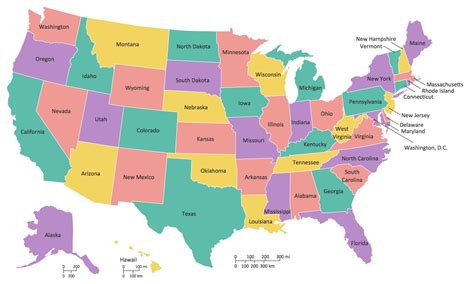 Colorful States Map Of The Usa Whatsanswer