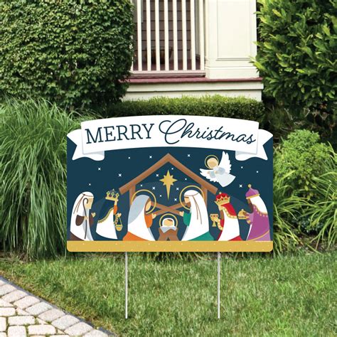Holy Nativity Manger Scene Religious Christmas Yard Sign Lawn