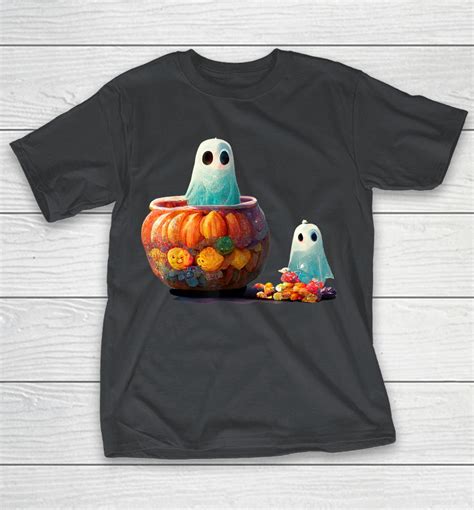 Cute Spooky Little Ghost In A Pumpkin With Halloween Candy Shirts