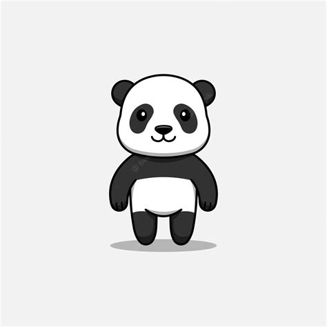Süßer Panda Mit Glücklichem Gesicht Premium Vektor