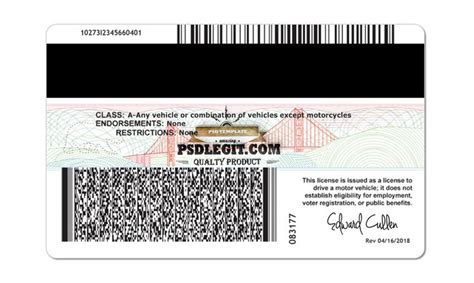 California Driver License Psd Template Back In 2021 Drivers License