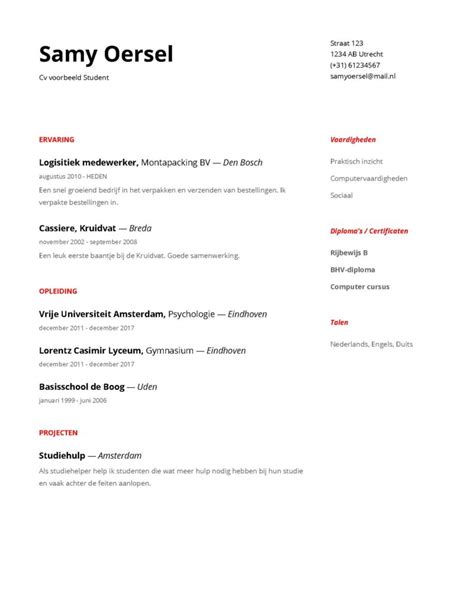 Cv Voorbeeld Student 2019 Gratis Downloaden In Word And Pdf