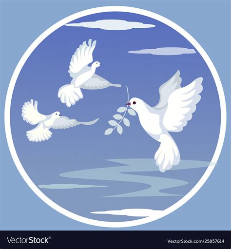 Dove With Olive Branch Flat Royalty Free Vector Image