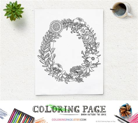 Gambar Floral Alphabet Printable Coloring Page Letter Instant Zoom