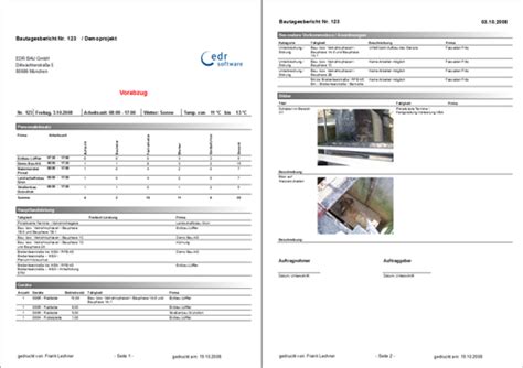 Gratis bautagesbericht pdf vorlage zum ausdrucken. Software: docma® REPORT :: Baudokumentation ...