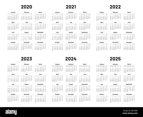 Cuadrícula De Calendario Calendarios Anuales De 2020 2021 Y 2022 2023