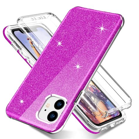 Hot Pink Glitter Case For Iphone 11 With Built In Screen Protector Slim Full Body Stylish
